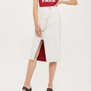 Topshop white slit midi skirt Size M
